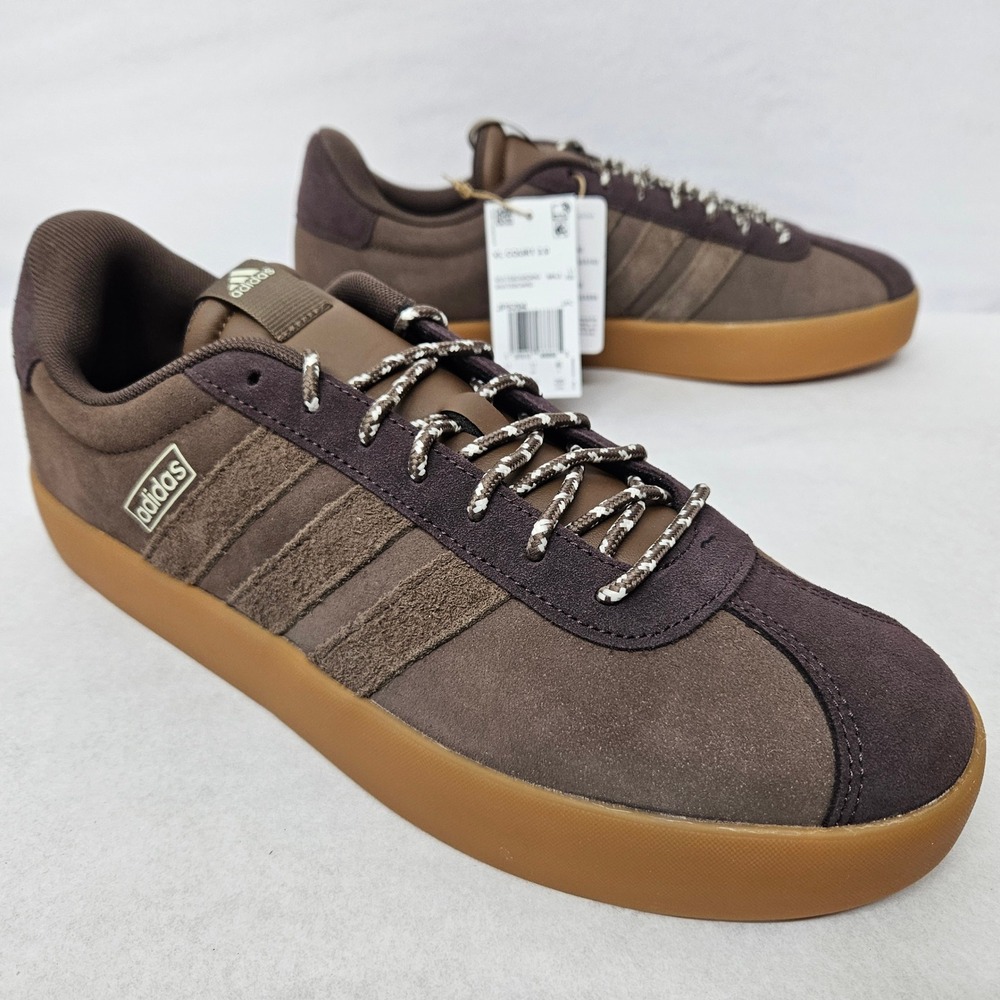 Adidas VL Court 3.0 Skateboarding Shoes JP5294 Brown Suede Gum Men's Size 11.5